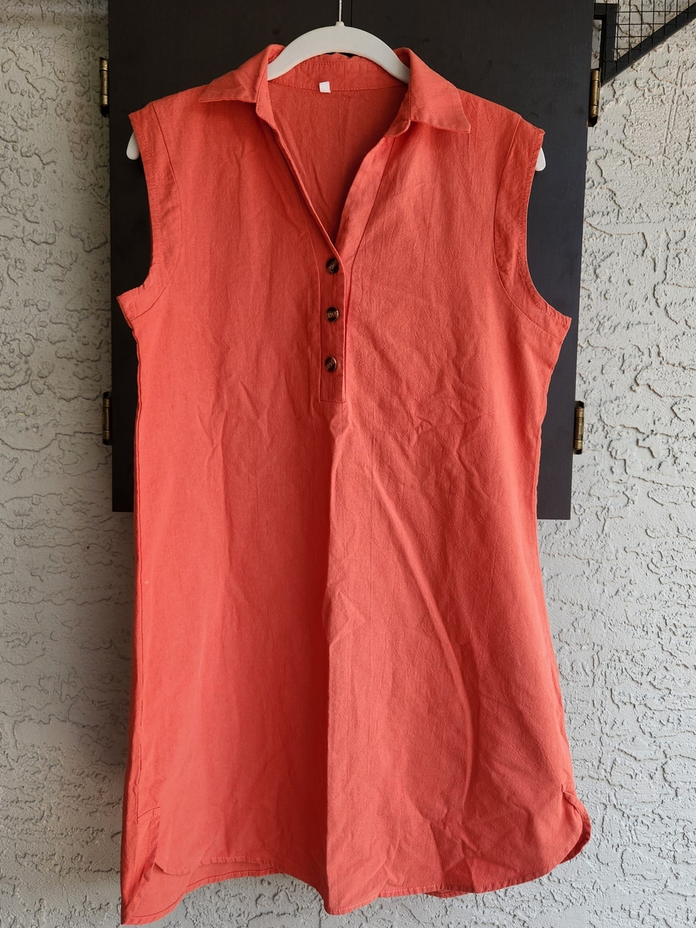 Women's Unbranded Burnt Orange Sleeveless Collared Midi Dress Size Large Summer